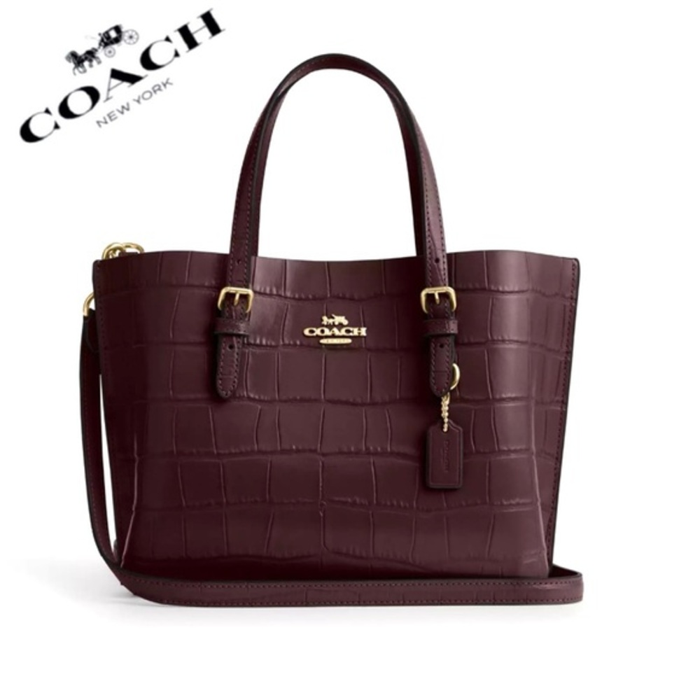 NWT Coach Mollie‎ 25 Croc-Embossed Leather Tote Bag